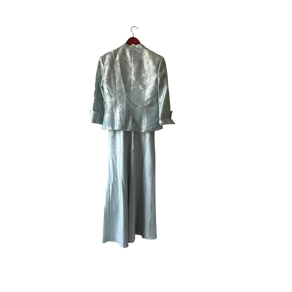 Vintage Jessica Howard Women Seafoam‎ Green Beaded Jacquard Dress Set Size 6